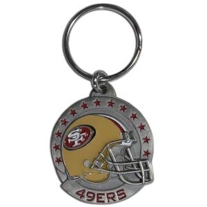 49ers Football Helmet Keychain - Silver and Yellow